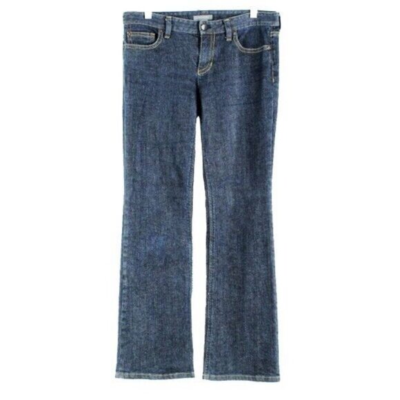Ann Taylor Sz 6 x 32 Dark Blue Denim Cotton Blend Straight Leg Jeans - Picture 1 of 5